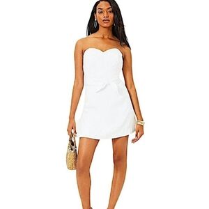 Lilly Pulitzer Kylo strapless white crepe skirted romper with belt
